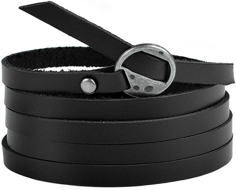 Rantanto Genuine Leather Wrap Bracelets Trendy Western Stackable Cuff Adjustable Boho Layered Bracelet Jewelry For Men Women - Image 1